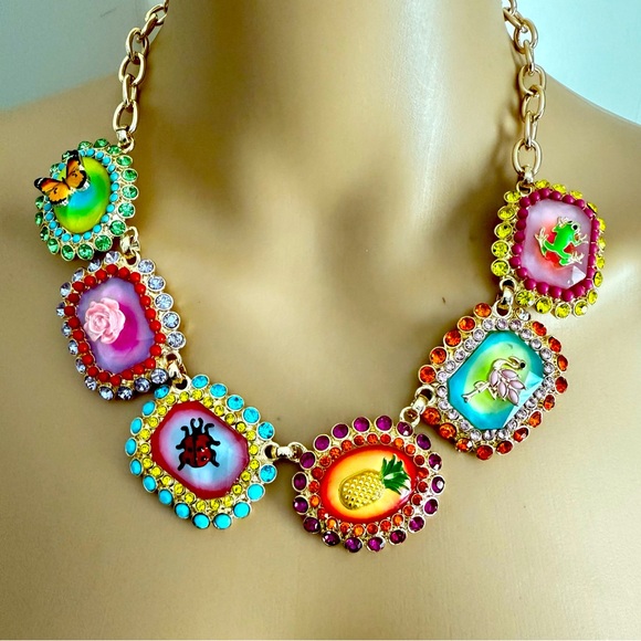 New Betsey Johnson Colorful Enamel Charm Necklace - Picture 8 of 14